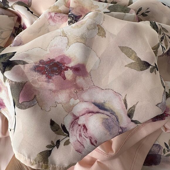 Shelby Palmer Chiffon A Line Maxi Dress Sz 16 Pink Floral Romantic Wedding Guest - Picture 10 of 13